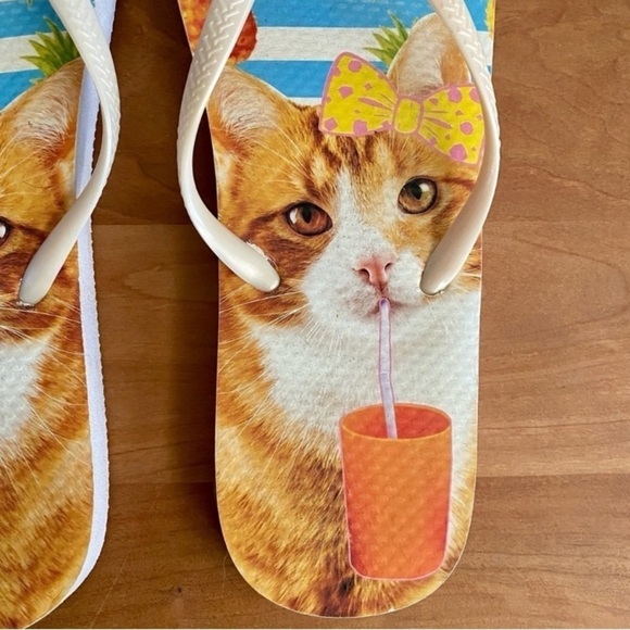 Party Cat Tropical Beach Pool Flip Flops, Womens size 11 & Unisex, Mens 9.5 - Picture 9 of 14